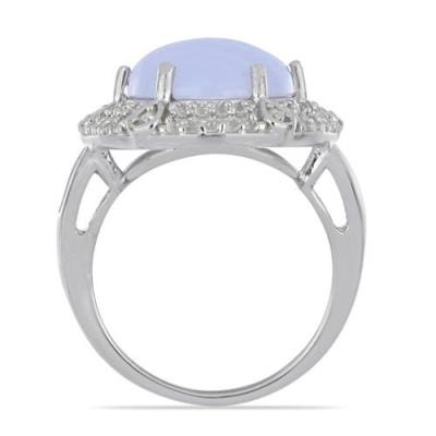 BUY GENUINE BLUE LACE AGATE GEMSTONE BIG STONE RING IN 925 SILVER